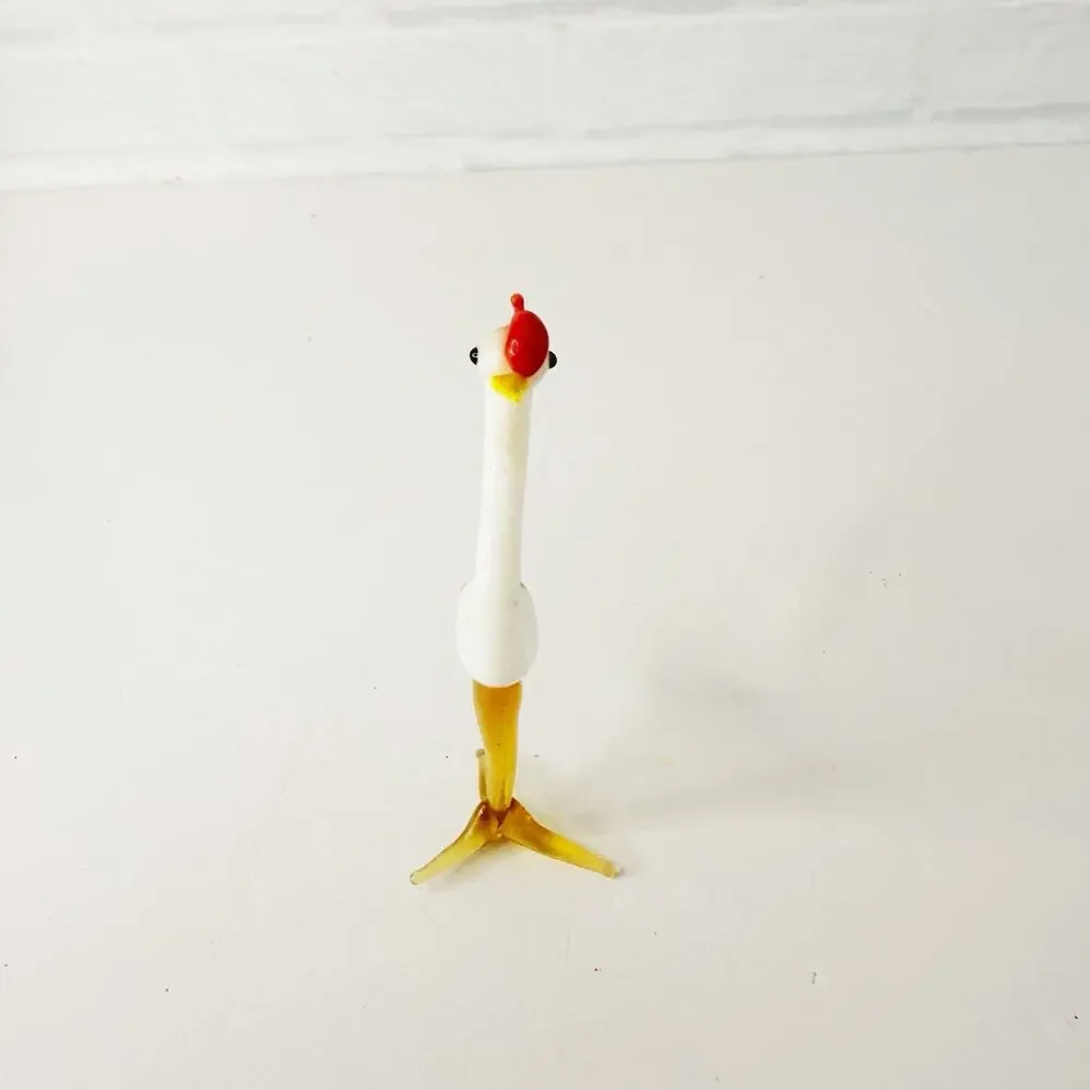 Vintage Murano Style Handblown Art Glass 3” Heron Bird Figurine White